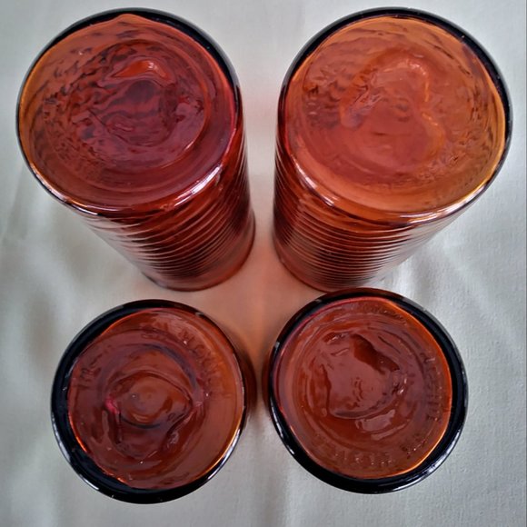 Amber Swirled Glasses Ice Tea Juice Handblown - Picture 3 of 5